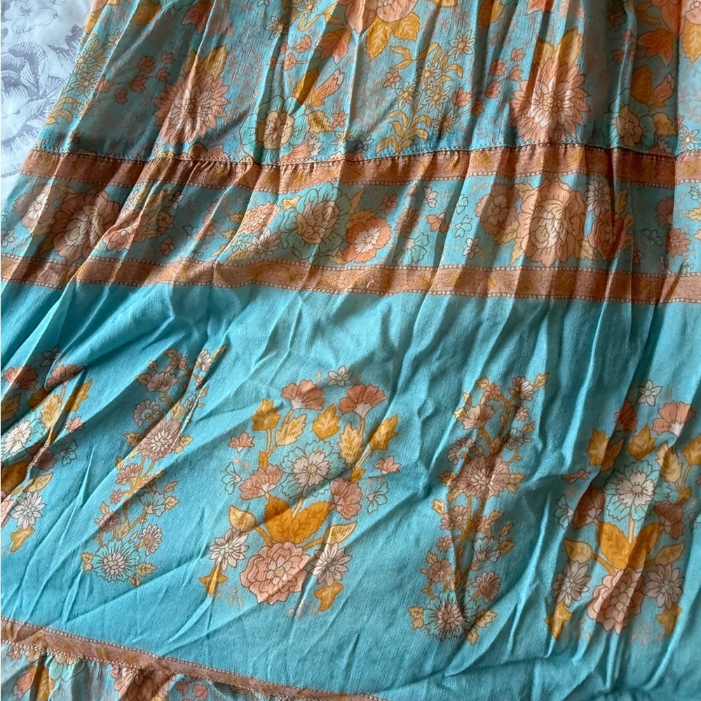 Spell Turquoise and Peach Midi Dress - Picture 4 of 7